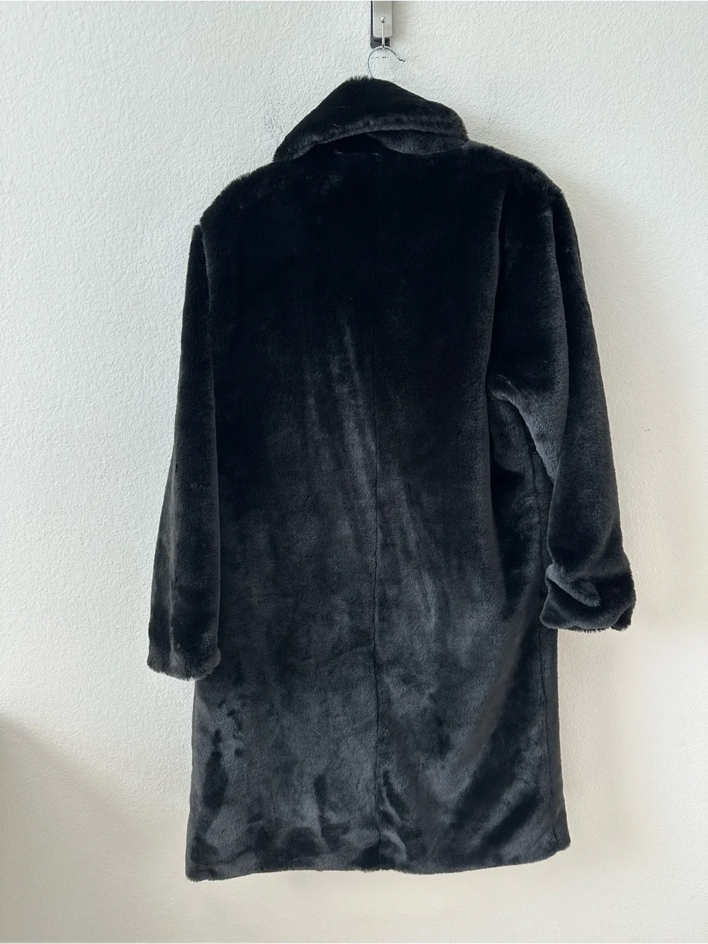 Alo Yoga Oversized Black Faux Fur Trench Coat SZ XS